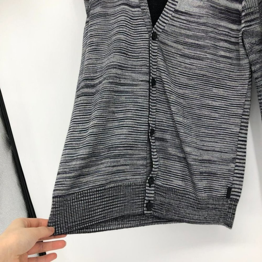 Armani Exchange grey purple space dye button  front rayon cardigan - Picture 10 of 13